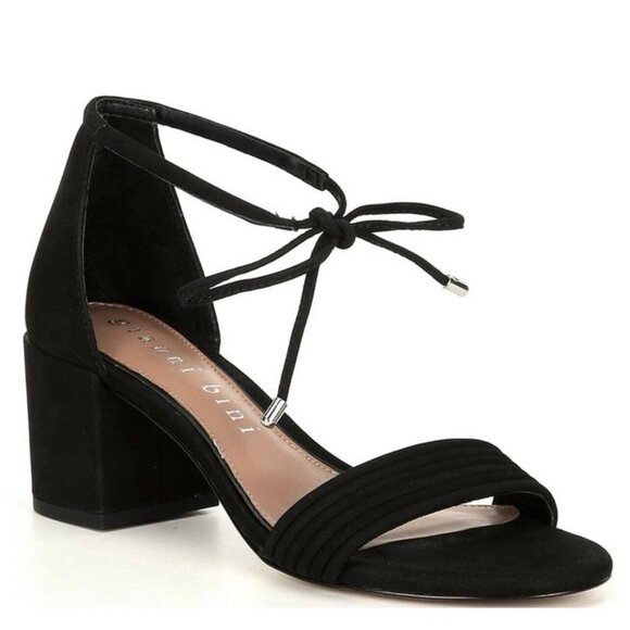 Gianni Bini Shoes - Gianni Bini Size 10 Ankle Tie Block Heel Black Suede Rhiaann Women's Sandals